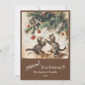 Cartes Pour Fêtes Annuelles Chatons mignons sur l'arbre de Noël (Devant)