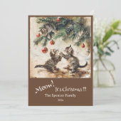 Cartes Pour Fêtes Annuelles Chatons mignons sur l'arbre de Noël (Debout devant)