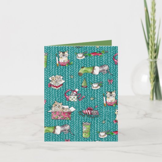 Cartes Pour Fêtes Annuelles Chats à Noël (Devant)