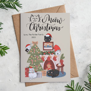 Cartes Pour Fêtes Annuelles Chats Adorables Chambre Amoureux des Animaux Noël