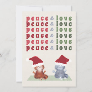 Cartes Pour Fêtes Annuelles Chats amusants Couple Yoga Méditation Noël mignon