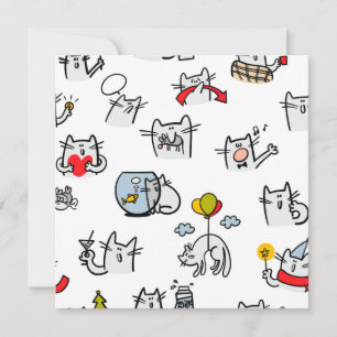 Cartes Pour Fêtes Annuelles Chats amusants, lait et magie.