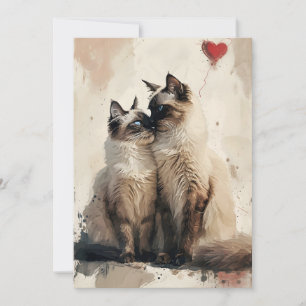 Cartes Pour Fêtes Annuelles Chats Birmans la Saint-Valentin 
