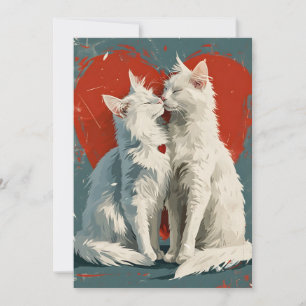 Cartes Pour Fêtes Annuelles Chats blancs angora turc pour la Saint-Valentin 