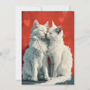 Cartes Pour Fêtes Annuelles Chats Blancs Angora Turc pour la Saint-Valentin 