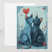 Cartes Pour Fêtes Annuelles chats Bleu Russe pour la Saint-Valentin  (Devant / Derrière)