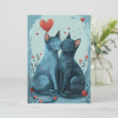 Cartes Pour Fêtes Annuelles chats Bleu Russe pour la Saint-Valentin  (Debout devant)