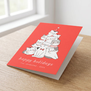Cartes Pour Fêtes Annuelles Chats Chats Mignons Moderne Arbre de Noël