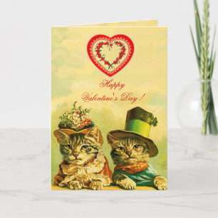 CARTES POUR FÊTES ANNUELLES CHATS DE LA JOURNÉE DE LA VIEILLE MODE VALENTINE A