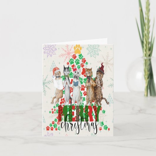 Cartes Pour Fêtes Annuelles Chats de Noël (Devant)