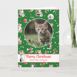 Cartes Pour Fêtes Annuelles Chats de Noël à l'aquarelle Photo personnalisée