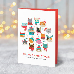 Cartes Pour Fêtes Annuelles Chats de Noël mignons Meowy Noël