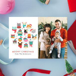 Cartes Pour Fêtes Annuelles Chats de Noël Mignons Photo de Noël Miaou
