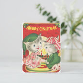 Cartes Pour Fêtes Annuelles chats de Noël rétro (Debout devant)