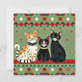Cartes Pour Fêtes Annuelles Chats de Noël rétro (Devant)