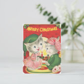 Cartes Pour Fêtes Annuelles chats de Noël rétro (Debout devant)