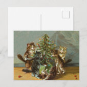 Cartes Pour Fêtes Annuelles Chats de Noël vintage (Devant / Derrière)