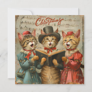 Cartes Pour Fêtes Annuelles Chats de Noël vintage chantant