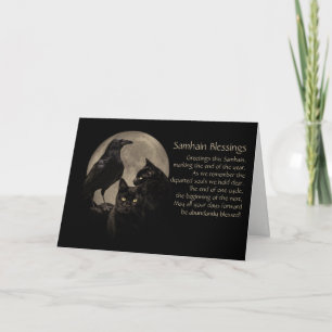 Cartes Pour Fêtes Annuelles Chats de Samhain et corbeau enchantant les fêtes p