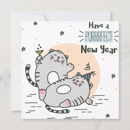 Cartes Pour Fêtes Annuelles Chats du Nouvel An (Devant)