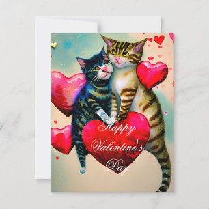 Cartes Pour Fêtes Annuelles Chats et coeurs enfants valentin