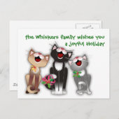 Cartes Pour Fêtes Annuelles Chats joyeux (Devant / Derrière)