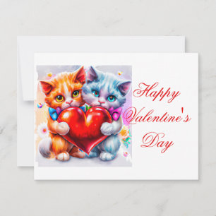 Cartes Pour Fêtes Annuelles Chats mignons amoureux enfants Valentine