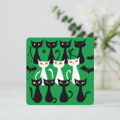 Cartes Pour Fêtes Annuelles Chats mignons et effrayants d'Halloween silhouette (Debout devant)