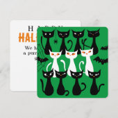 Cartes Pour Fêtes Annuelles Chats mignons et effrayants d'Halloween silhouette (Devant / Derrière)