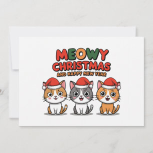 Cartes Pour Fêtes Annuelles Chats mignons viande en casquette de noël