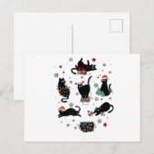 Cartes Pour Fêtes Annuelles Chats noirs de Noël (Devant / Derrière)