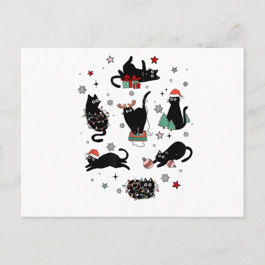 Cartes Pour Fêtes Annuelles Chats noirs de Noël (Devant)