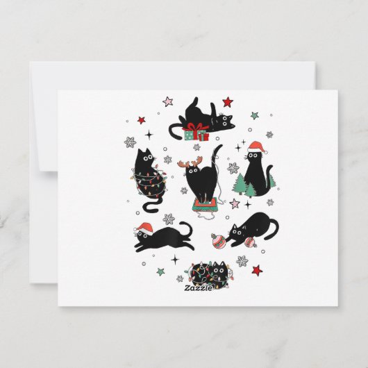 Cartes Pour Fêtes Annuelles Chats noirs de Noël (Dos)