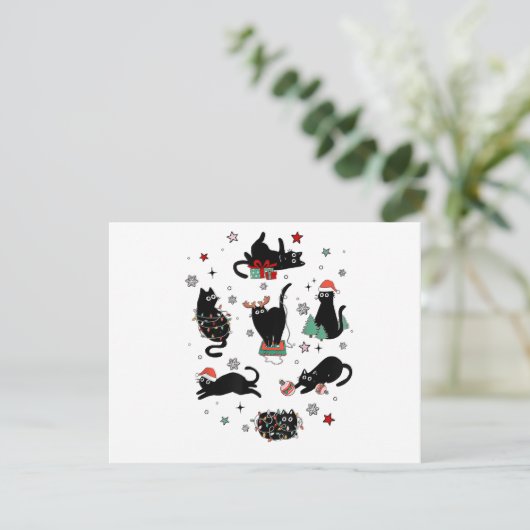 Cartes Pour Fêtes Annuelles Chats noirs de Noël (Debout devant)