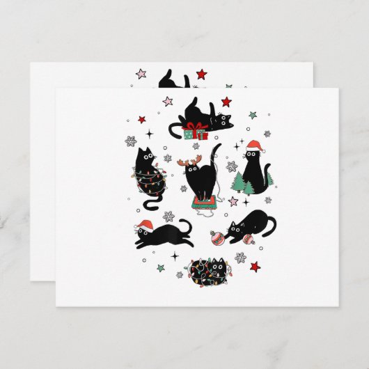 Cartes Pour Fêtes Annuelles Chats noirs de Noël (Devant / Derrière)