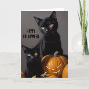 Cartes Pour Fêtes Annuelles Chats noirs et Citrouilles