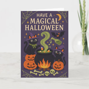 Cartes Pour Fêtes Annuelles Chats noirs mignons Halloween effrayant