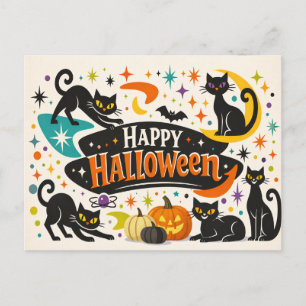 Cartes Pour Fêtes Annuelles Chats noirs rétro Halloween
