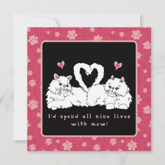 Cartes Pour Fêtes Annuelles Chats persans blancs avec coeurs Saint-Valentin (Devant)