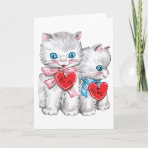 Cartes Pour Fêtes Annuelles Chats rétro de la Saint-Valentin, chatons vintage 