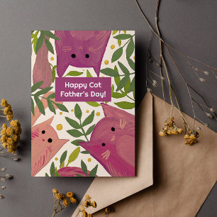 Cartes Pour Fêtes Annuelles Chats roses et branches Joyeuse fête des pères pou
