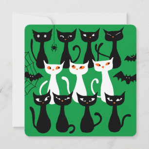Cartes Pour Fêtes Annuelles Chats simples de Halloween mignons et effrayants s