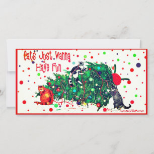 Cartes Pour Fêtes Annuelles Chats Trashing Christmas Tree Fun Holiday Card