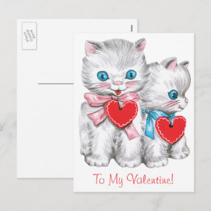 Cartes Pour Fêtes Annuelles Chats vintages de la Saint Valentin, Cute Kitten