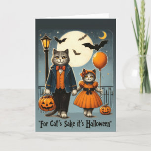 Cartes Pour Fêtes Annuelles Chats Vintages mignons Trick ou traitement Hallowe