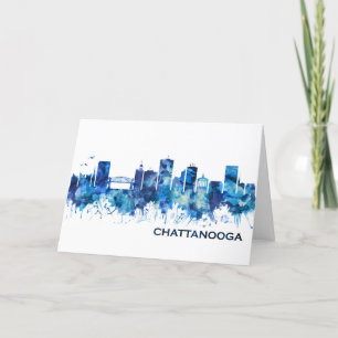 Cartes Pour Fêtes Annuelles Chattanooga Tennessee Skyline Blue