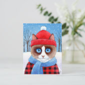Cartes Pour Fêtes Annuelles Chatte chatte neige Noël Ragdoll Chaussure de neig (Debout devant)