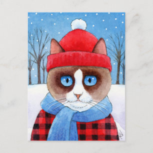 Cartes Pour Fêtes Annuelles Chatte chatte neige Noël Ragdoll Chaussure de neig