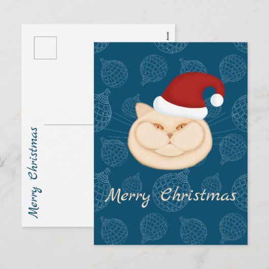 Cartes Pour Fêtes Annuelles Chatte de Noël. Chat britannique. Père Noël cat. (Devant / Derrière)