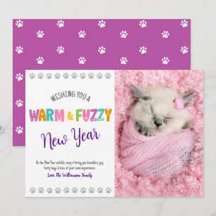 Cartes Pour Fêtes Annuelles Chaud et Fuzzy Nouvel An Animaux de compagnie Phot